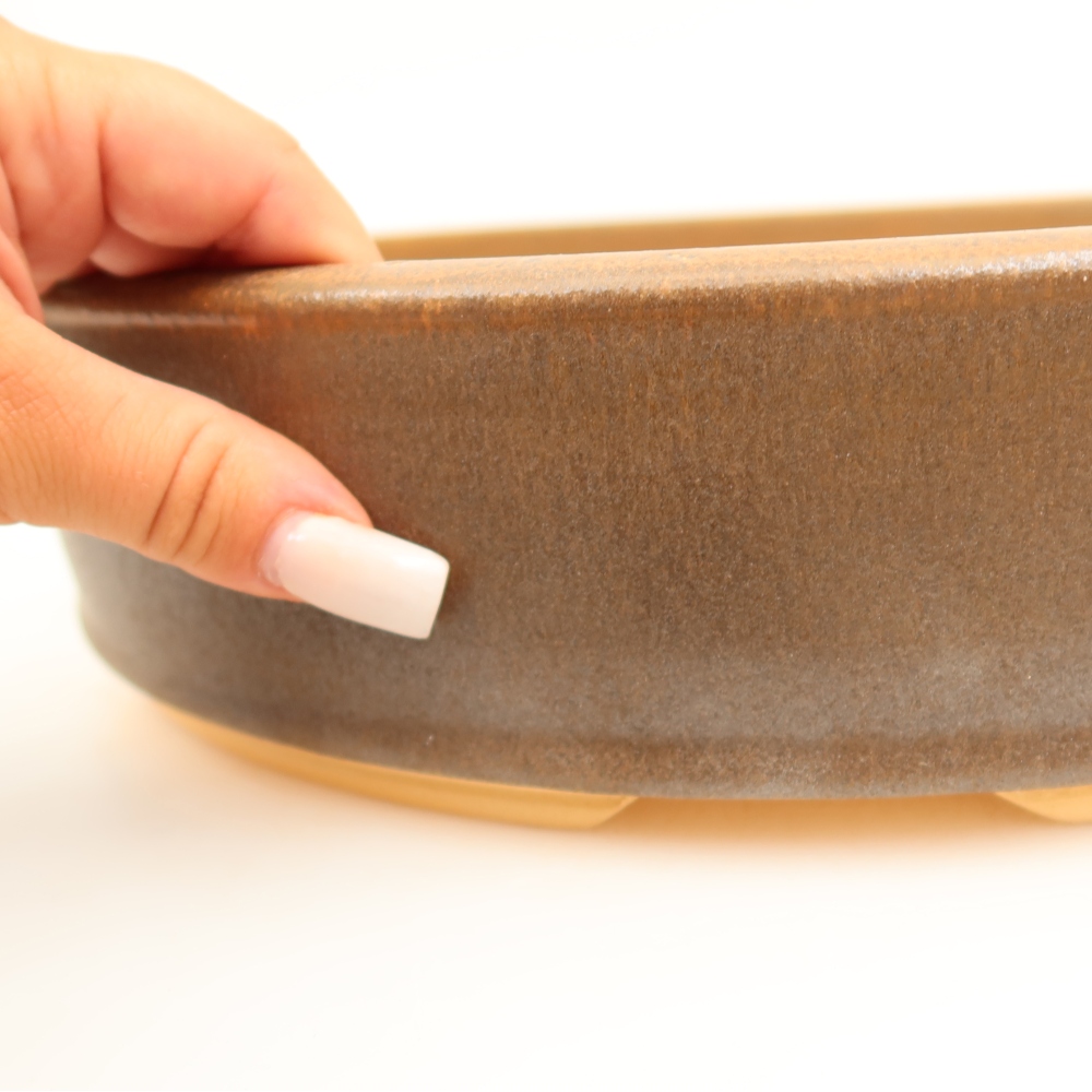 Keramik-Bonsai-Schale 31 x 31 x 7,5 cm, Farbe: braun