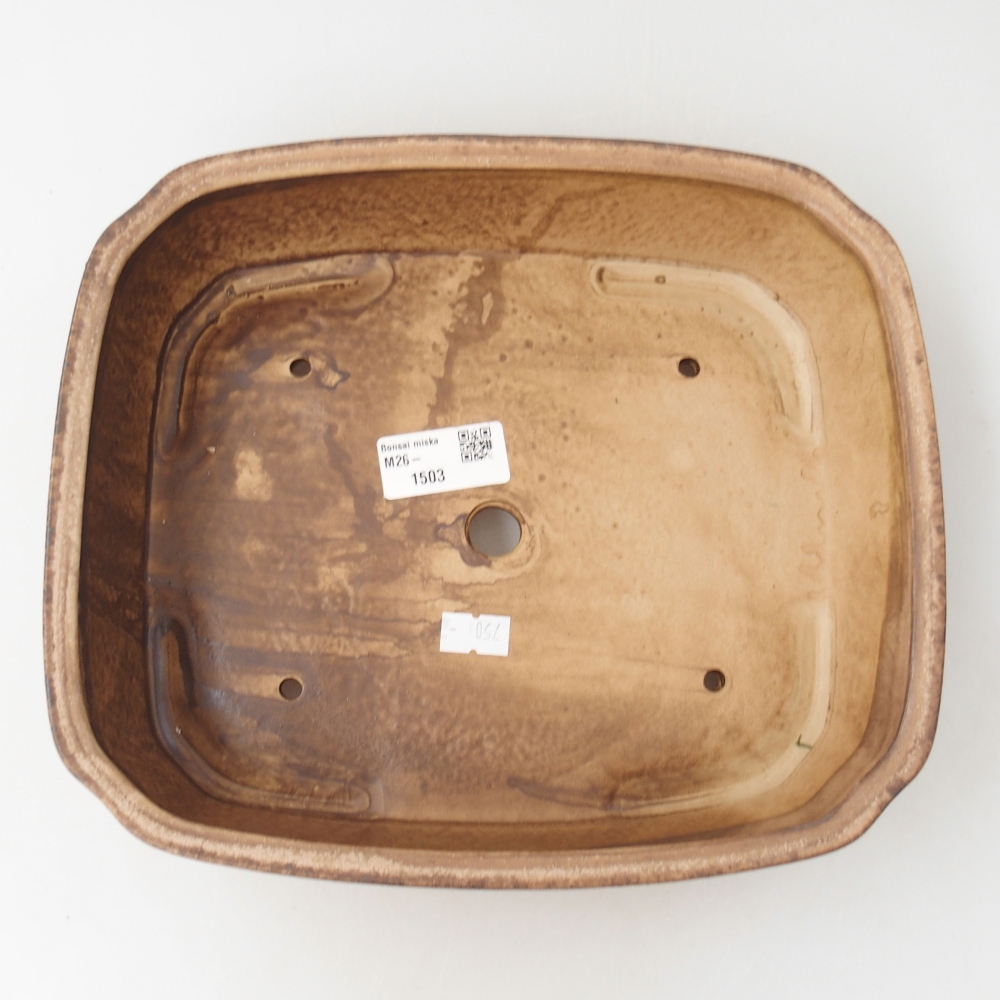 Bonsaischale aus Keramik 24,5 x 21,5 x 6,5 cm, Farbe beige