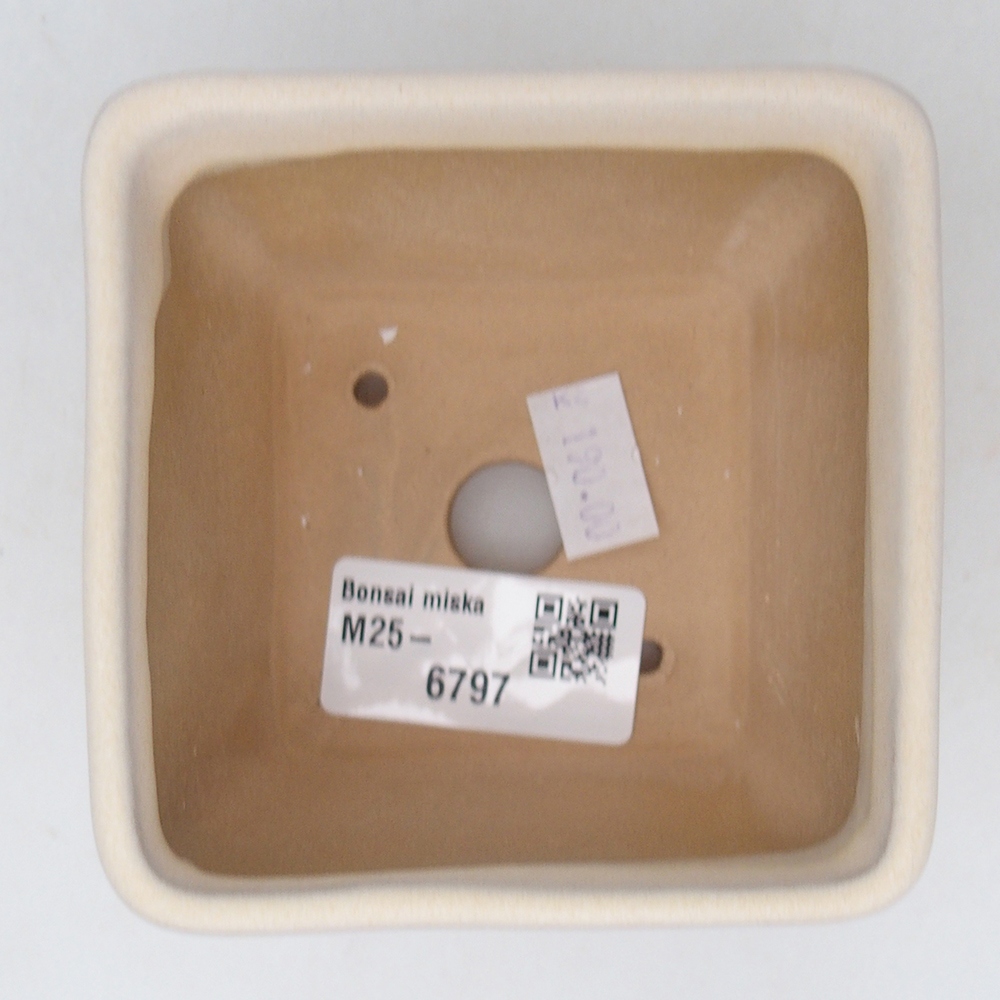 Bonsaischale aus Keramik 8,5 x 8,5 x 6 cm, Farbe beige