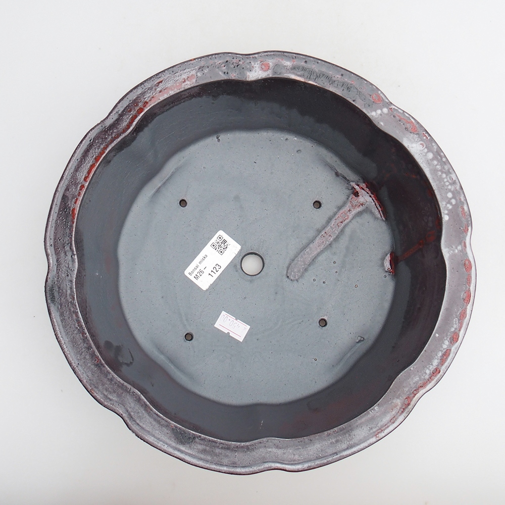 Bonsaischale aus Keramik 26 x 26 x 8 cm, rot-schwarz