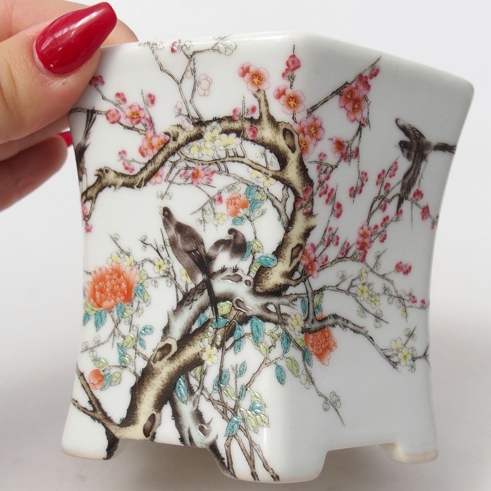 Bonsaischale aus Keramik 10,5 x 9,5 x 9 cm, Farbe weiß