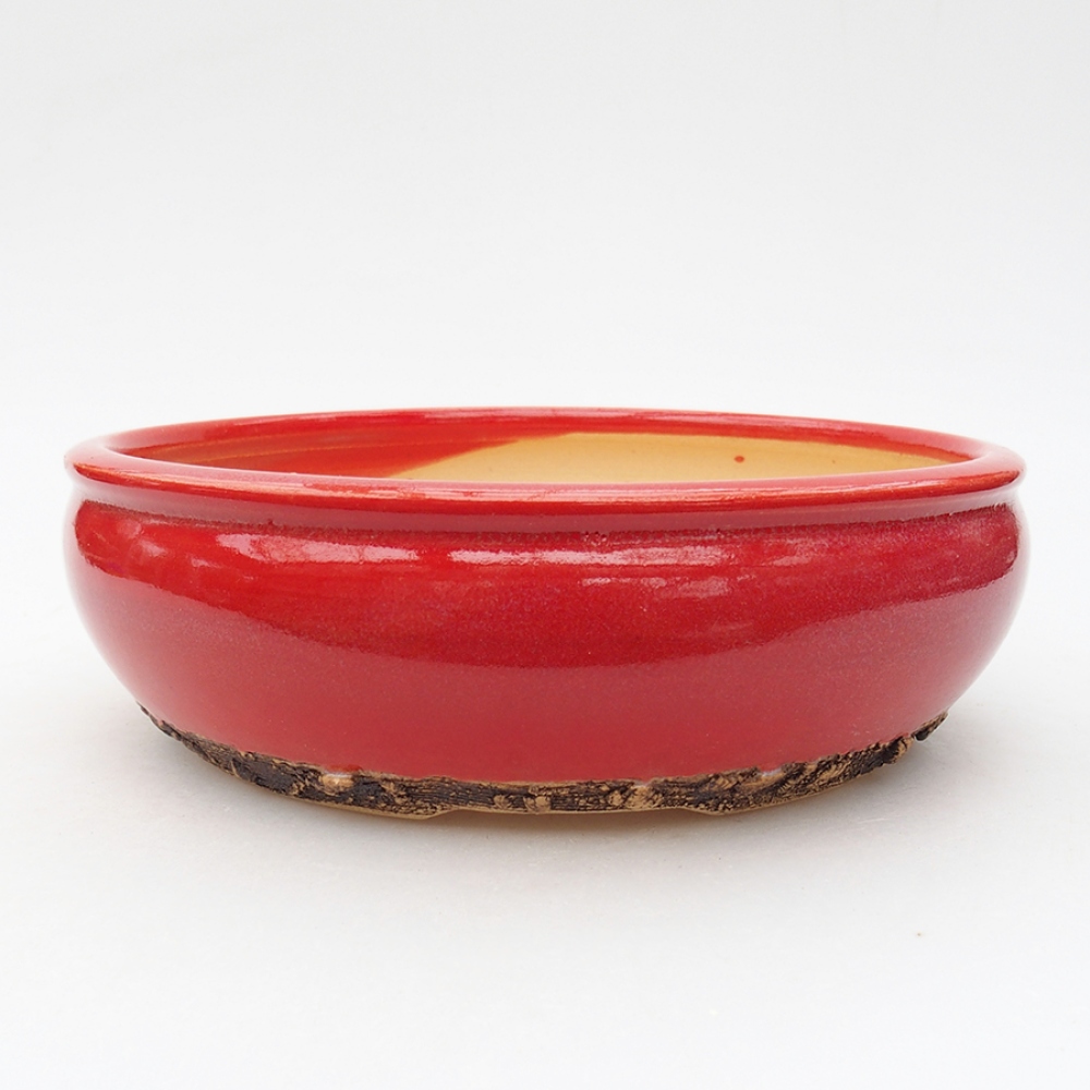 Bonsaischale aus Keramik 18,5 x 18,5 x 6 cm, Farbe rot