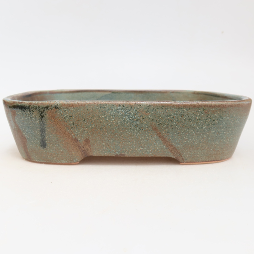 Keramik-Bonsai-Schale, 23 x 18 x 5,5 cm, Farbe: braun-grün