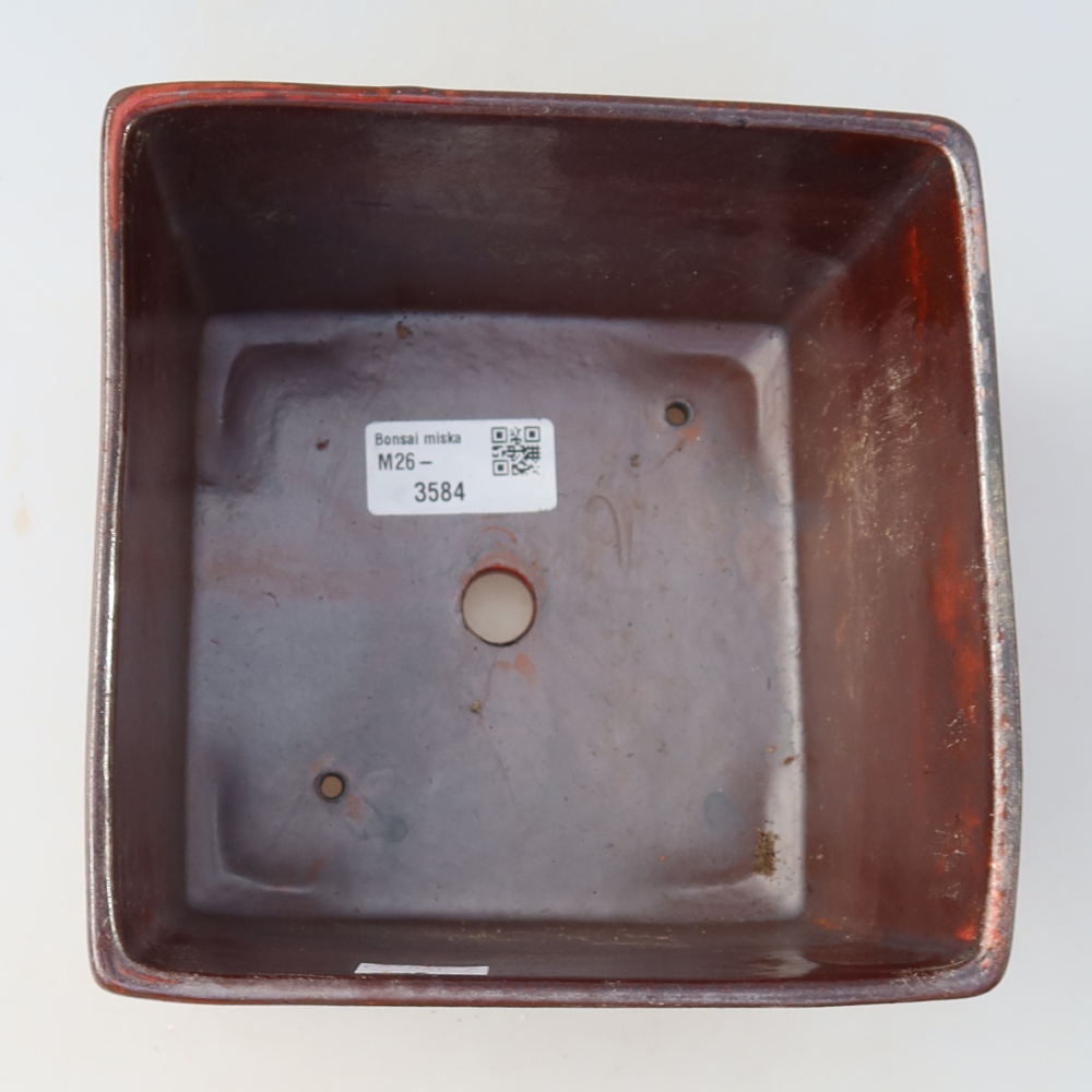 Keramik-Bonsai-Schale 15,5 x 15,5 x 11 cm, Farbe: rot