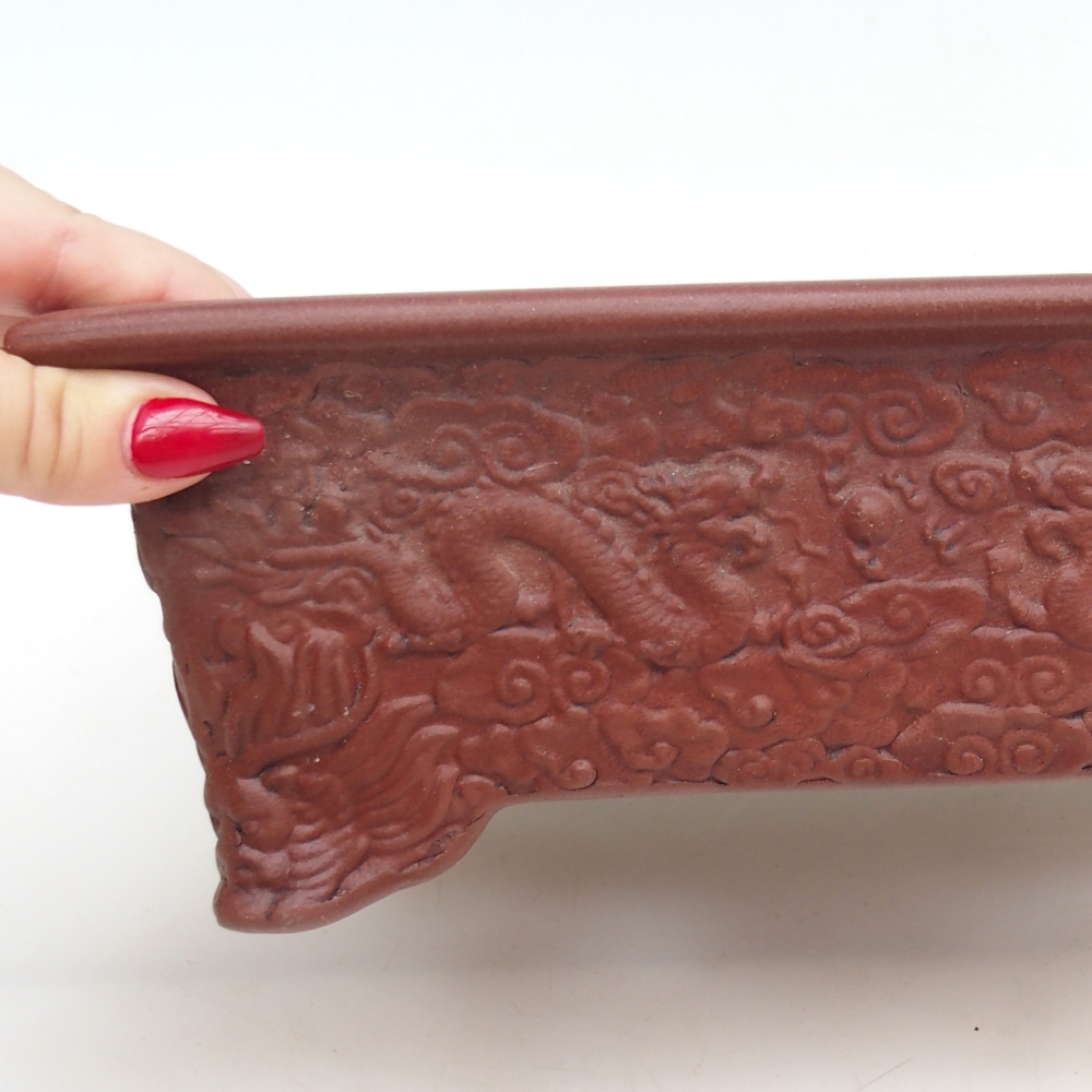 Bonsaischale aus Keramik 25,5 x 18,5 x 9 cm, braun