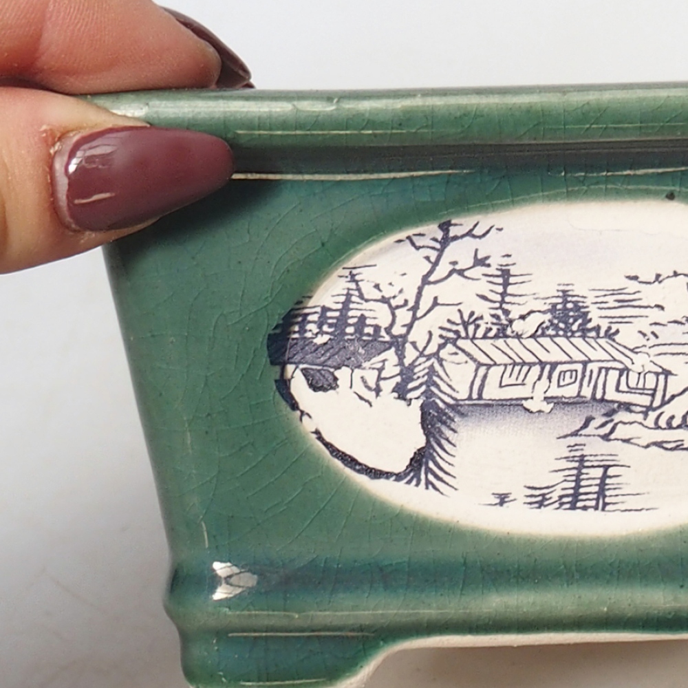 Bonsaischale aus Keramik 13 x 13 x 7 cm, grün