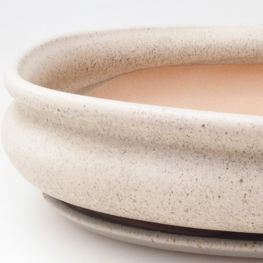Bonsaischale + Untertasse H15 - 25,5x17,5x6 cm - beige