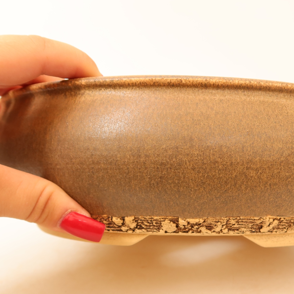 Keramik-Bonsai-Schale, 24 x 24 x 7,5 cm, Farbe: braun
