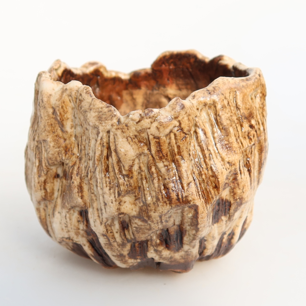Keramikschale  7 x 7 x 6,5 cm, Farbe: weiß-braun