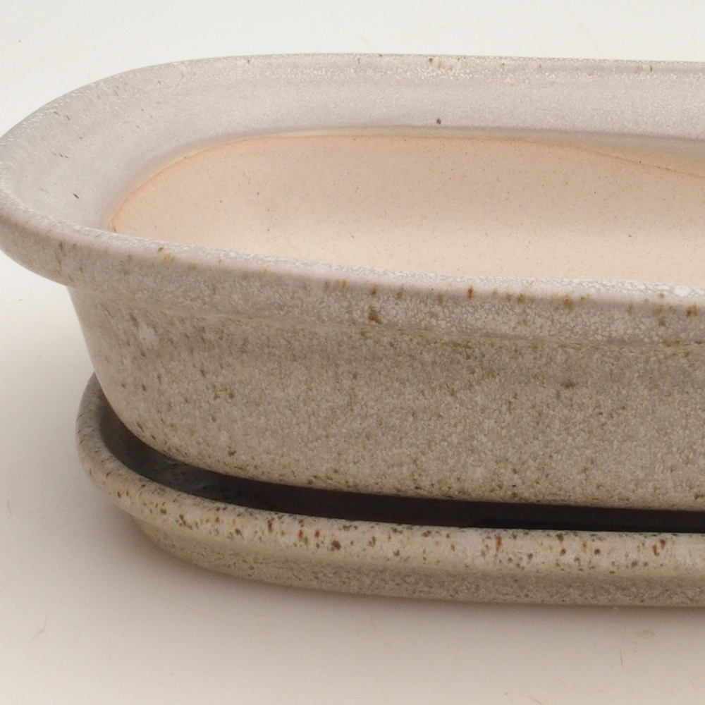 Bonsaischale + Untertasse H25 - 23 x 17 x 5,5 cm - beige