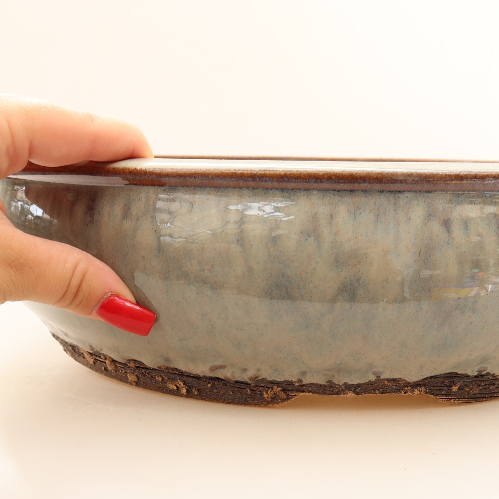 Keramik-Bonsai-Schale 33 x 33 x 9 cm, Farbe: grau – NUR PERSÖNLICHE ABHOLUNG oder Transport auf Paletten