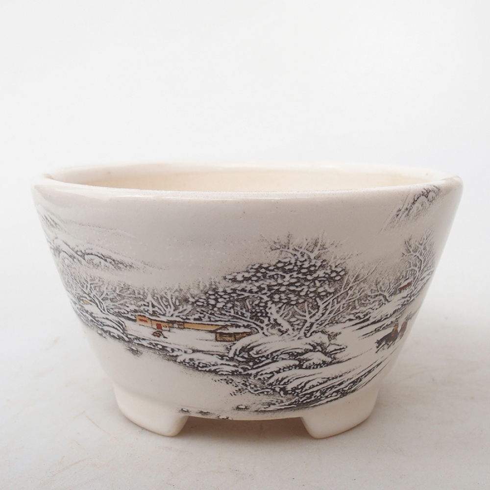 Bonsaischale aus Keramik 12 x 12 x 6,5 cm, Farbe weiß