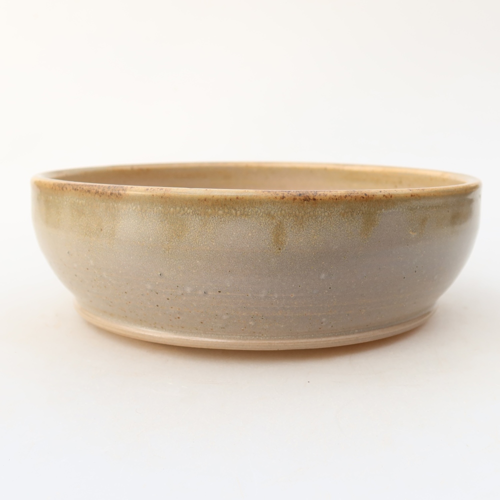 Keramik-Bonsai-Schale, 17,5 x 17,5 x 5,5 cm, Farbe: Beige