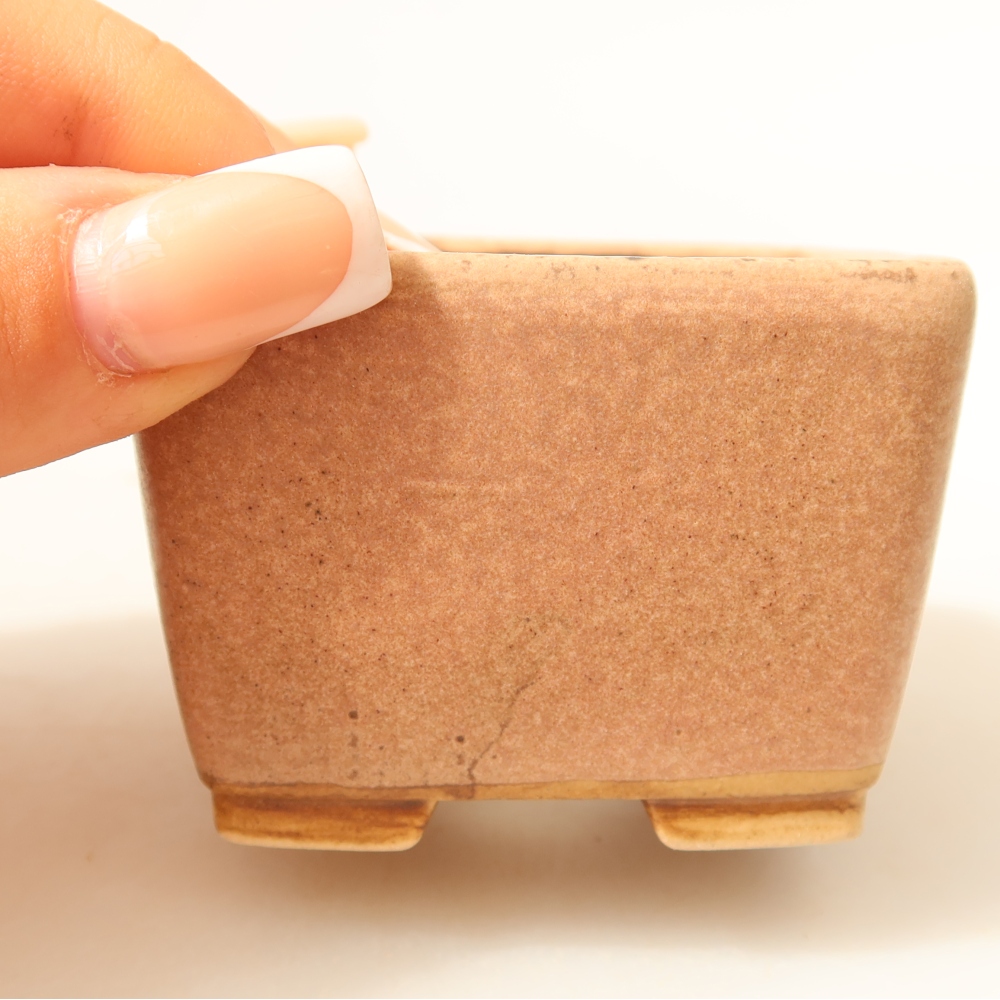 Keramik-Bonsai-Schale, 6,5 × 6,5 × 4,5 cm, Farbe: Rosa