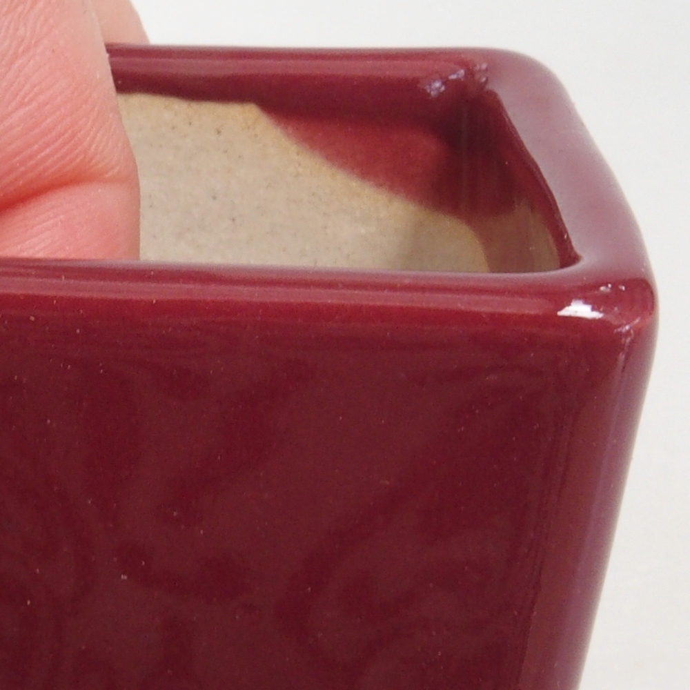 Mini-Bonsaischale 4,5 x 4,5 x 4,5 cm, bordeauxrot