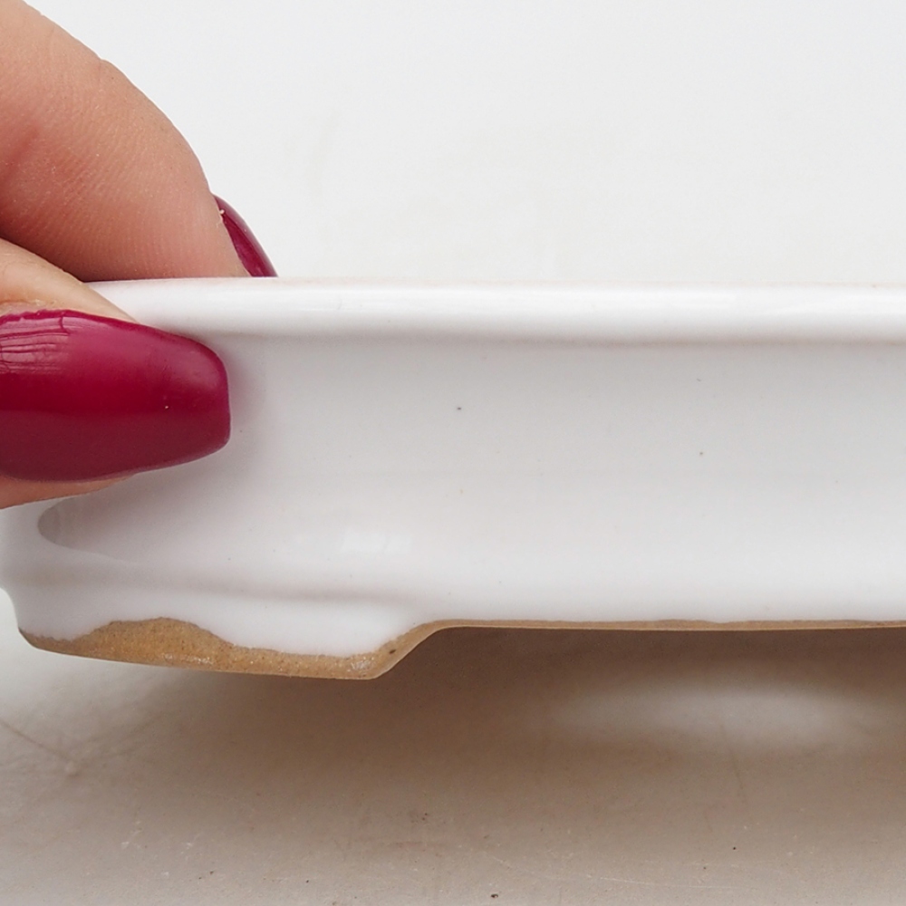 Bonsaischale aus Keramik 13 x 11 x 2,5 cm, Farbe weiß