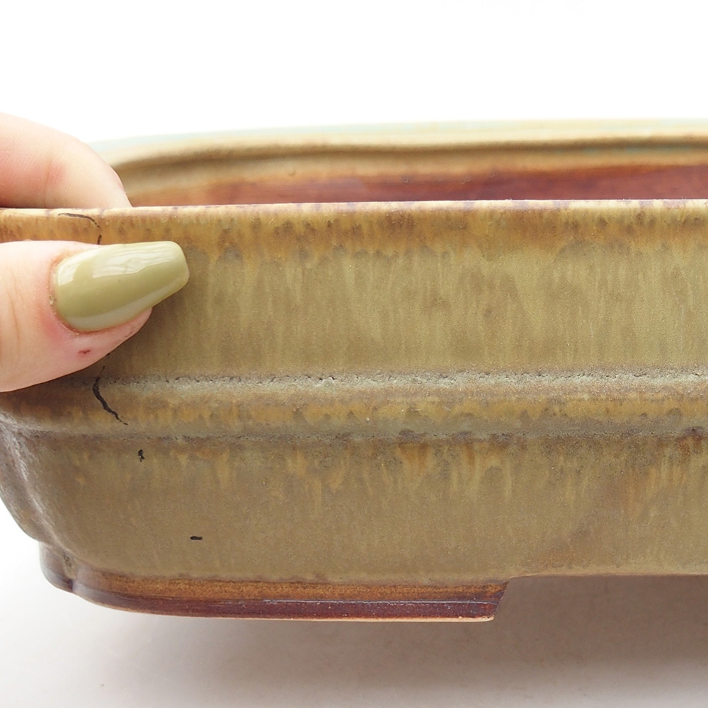 Bonsaischale aus Keramik 29 x 23,5 x 7 cm, grün