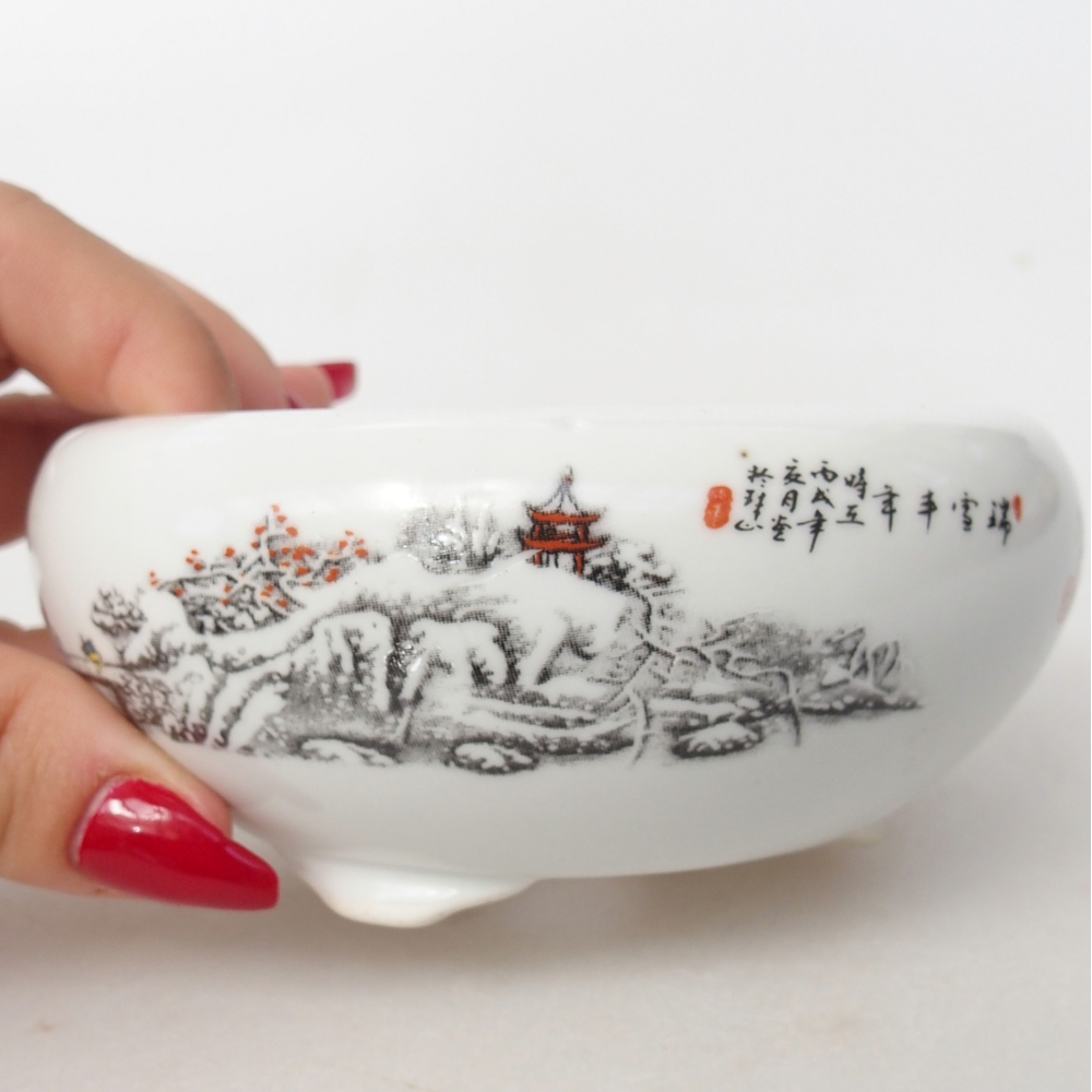 Bonsaischale aus Keramik 10 x 10 x 5 cm, Farbe weiß