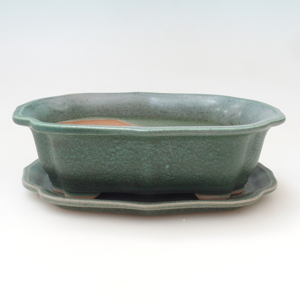 Bonsaischale + Untertasse H51 - 18x14x5 cm - grün