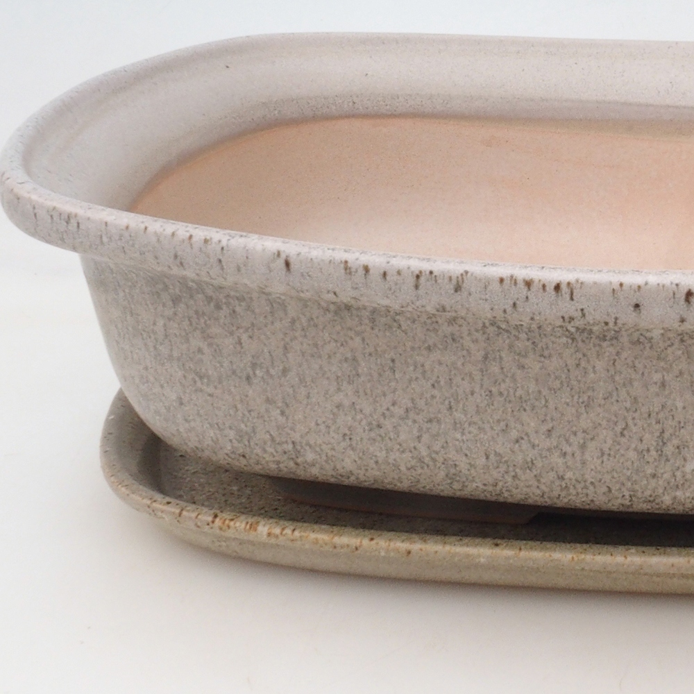 Bonsaischale + Untertasse H10 - 37 x 28 x 9 cm - beige