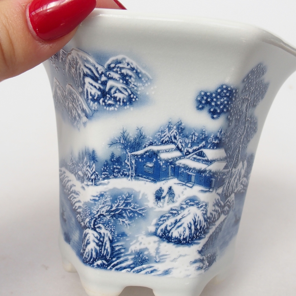 Bonsaischale aus Keramik 10 x 9 x 9 cm, Farbe weiß