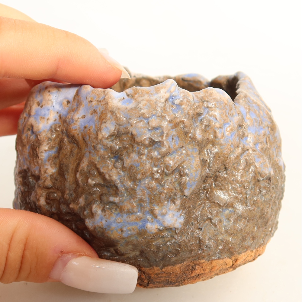 Keramikschale  7,5 x 7 x 6 cm, Farbe: blau-braun