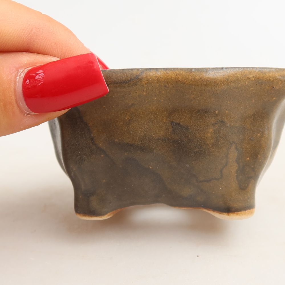 Bonsaischale aus Keramik 7 x 7 x 3,5 cm, braun