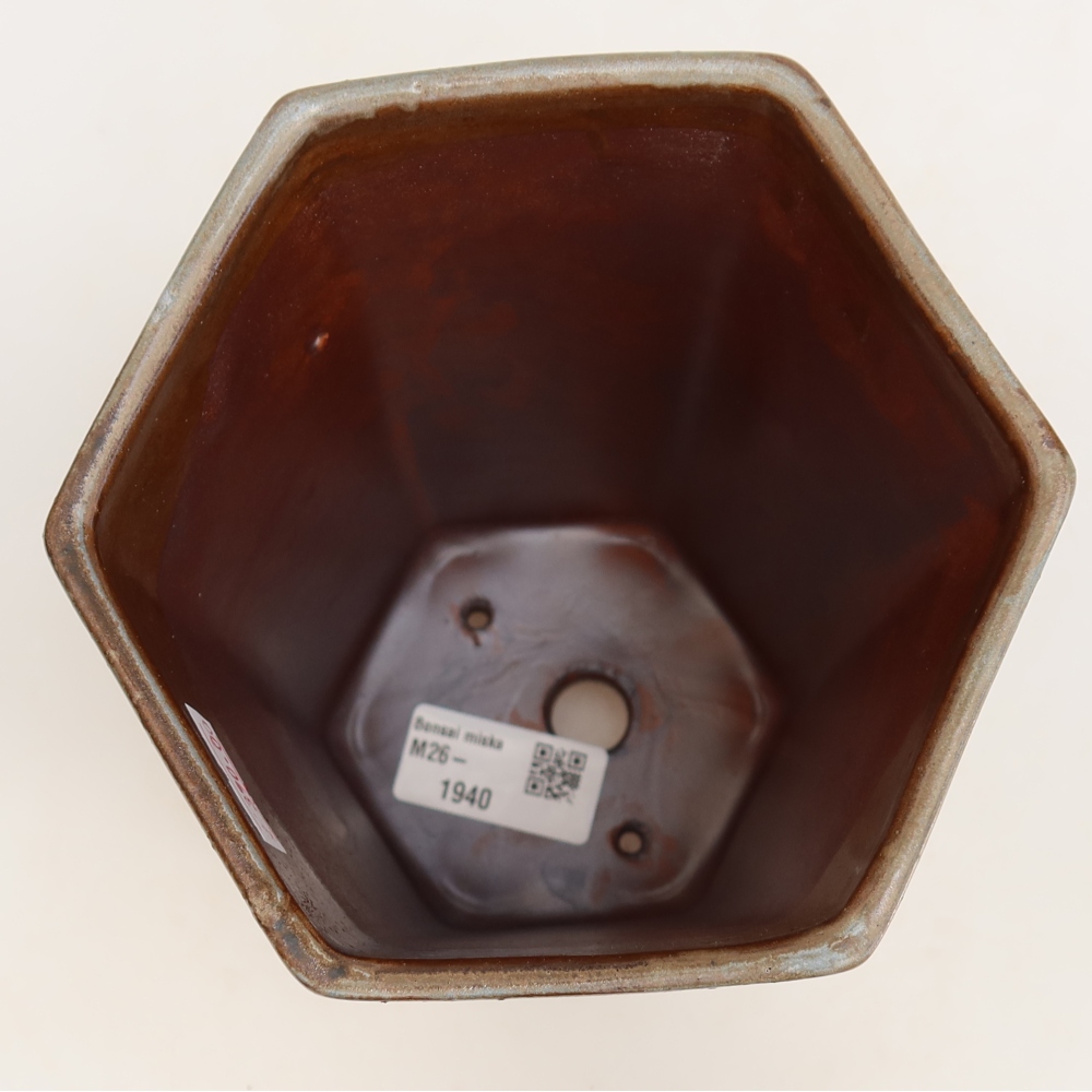 Keramik-Bonsai-Schale 13 x 12 x 17 cm, Farbe: braun-blau