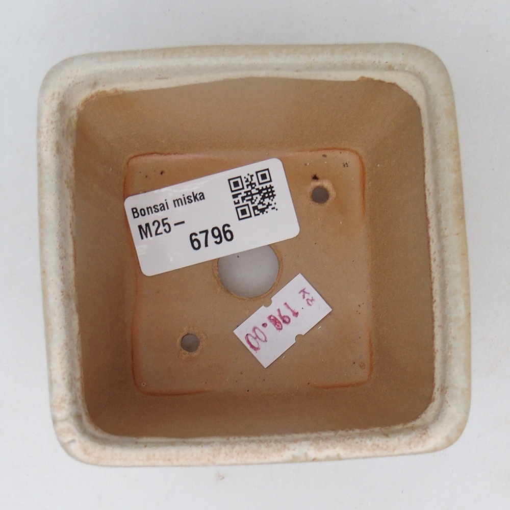 Bonsaischale aus Keramik 8,5 x 8,5 x 6 cm, Farbe beige