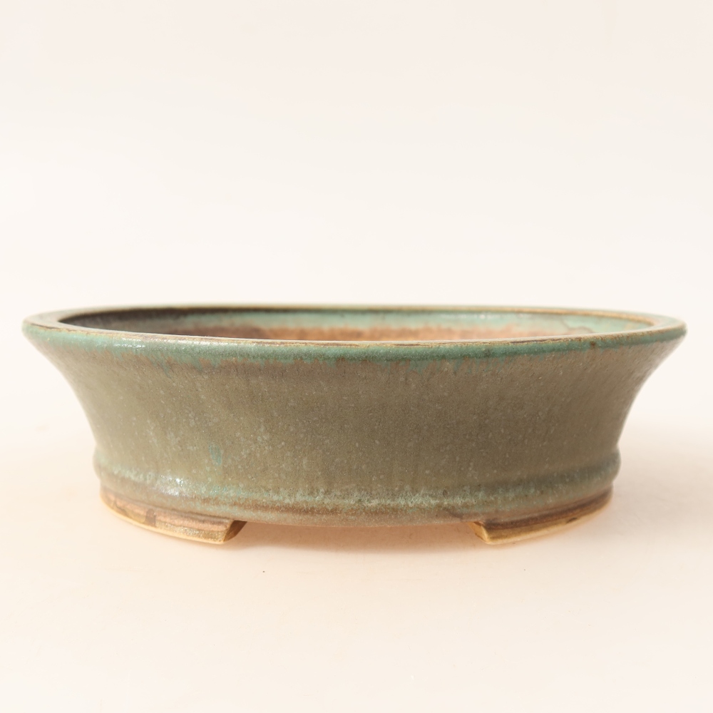 Keramik-Bonsai-Schale, 17,5 × 16,5 × 4,5 cm, Farbe: grün