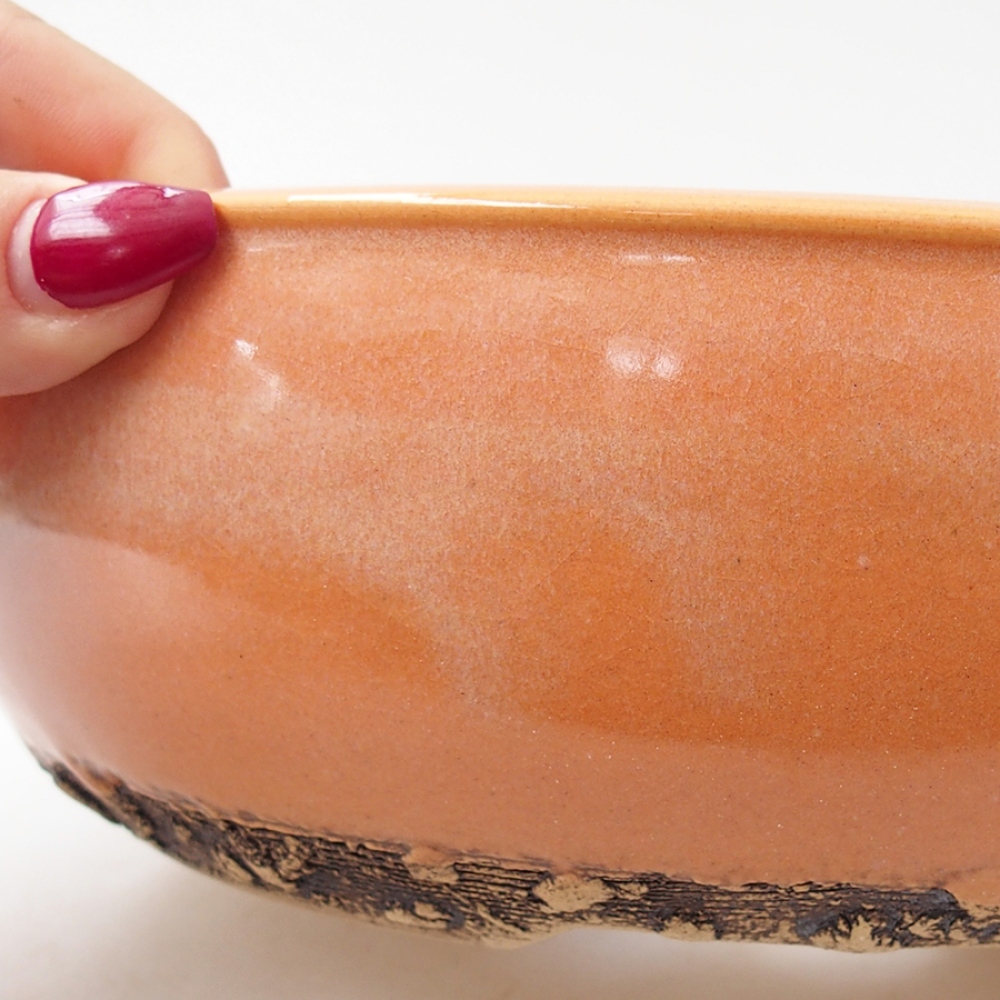 Bonsaischale aus Keramik 20,5 x 20,5 x 6 cm, orange