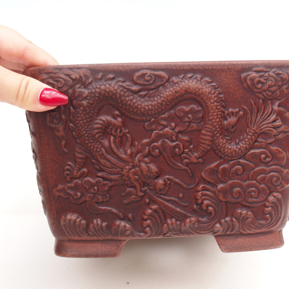 Bonsaischale aus Keramik 21 x 21 x 13 cm, braun