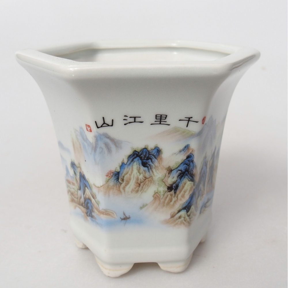 Bonsaischale aus Keramik 10 x 9 x 9 cm, Farbe weiß