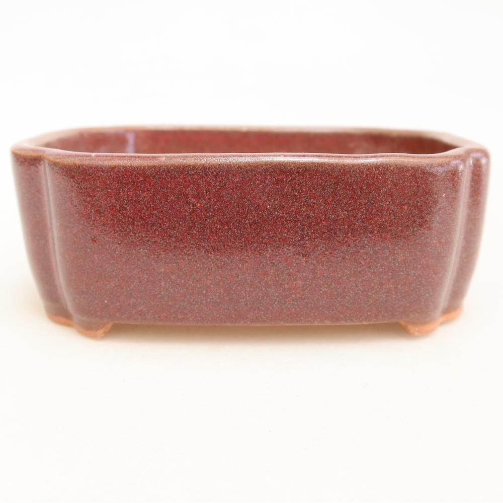 Keramik-Bonsai-Schale 10,5 x 8 x 4 cm, Farbe: weinrot