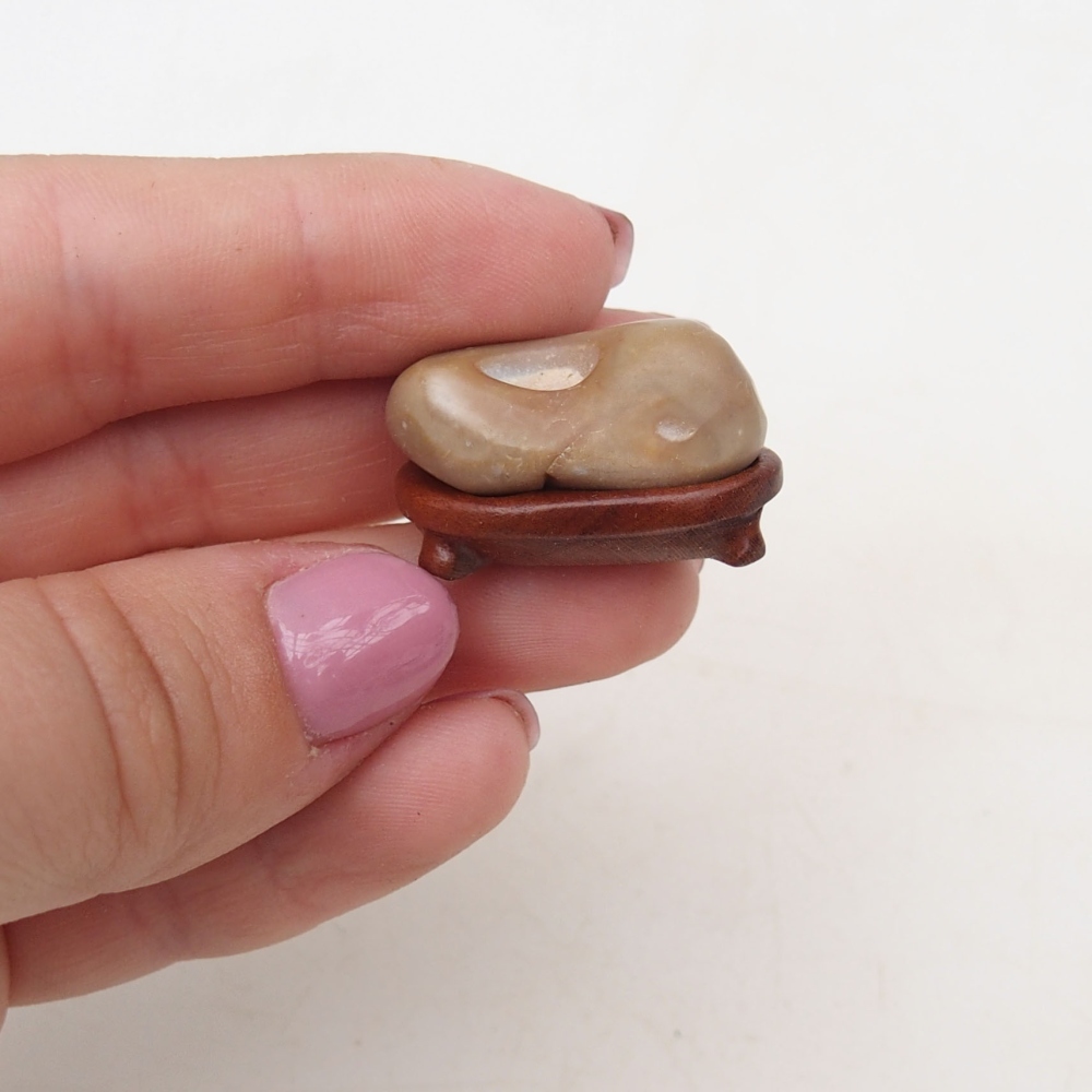 Suiseki - Stein mit DAI (Holzsockel)