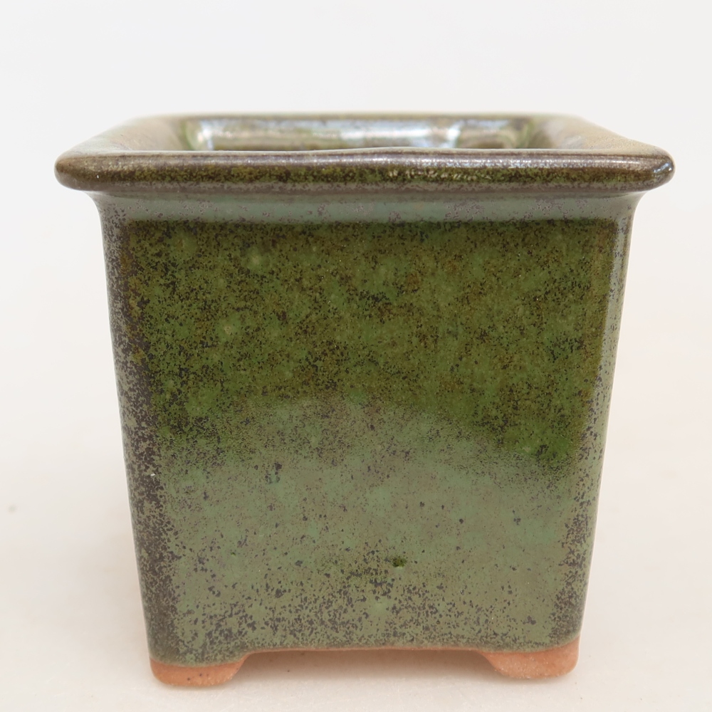 Keramik-Bonsai-Schale, 6 x 6 x 5,5 cm, Farbe: grün