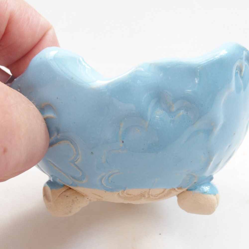 Keramische Muschel 7 x 7 x 6 cm , Farbe blau