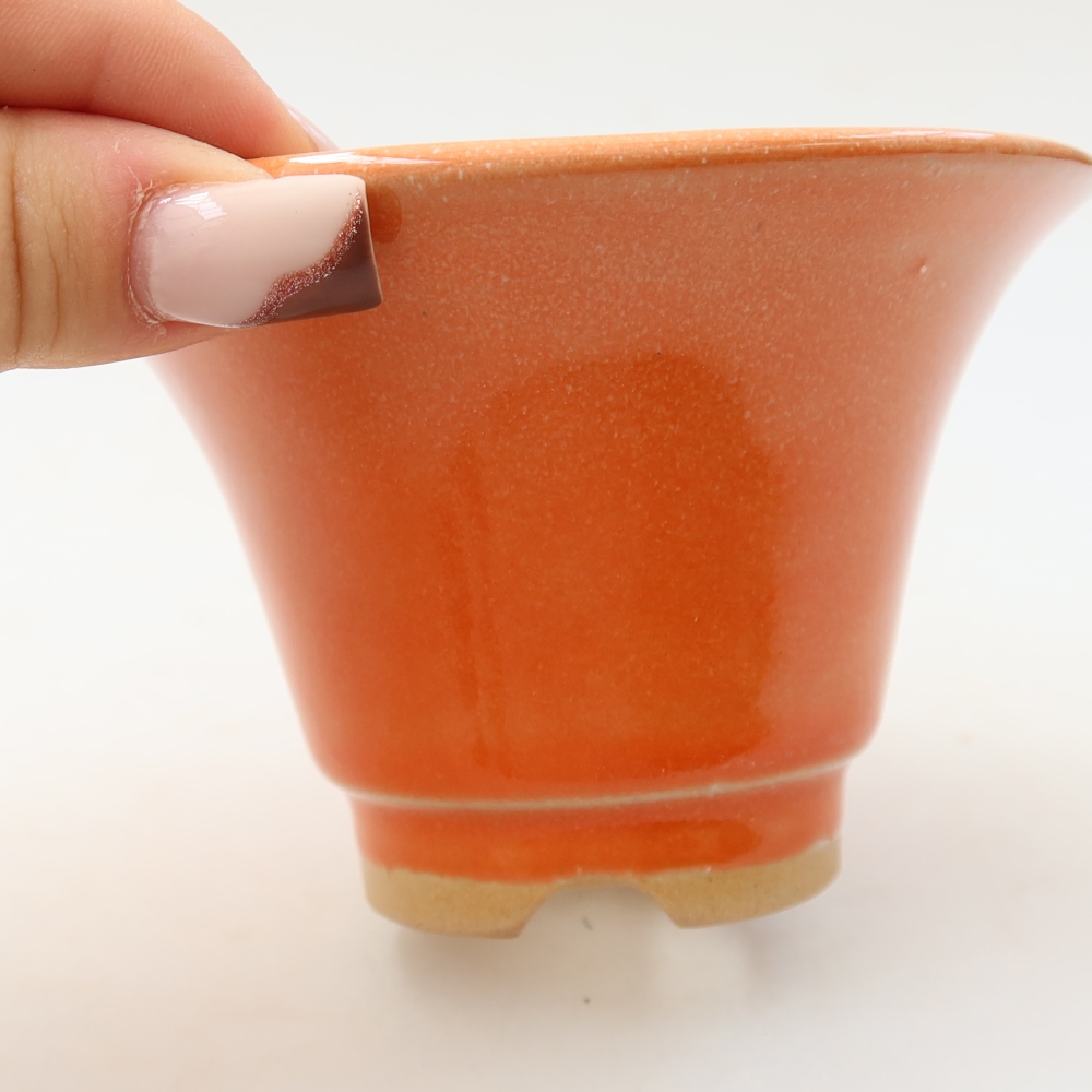 Keramik-Bonsai-Schale, 10,5 x 10,5 x 7 cm, Farbe: Orange
