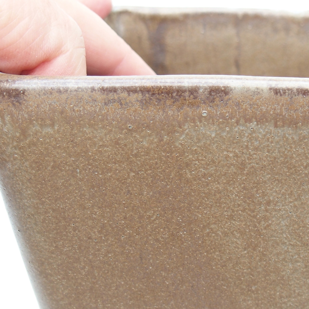 Bonsaischale aus Keramik 13 x 13 x 13 cm, Farbe braun-grün