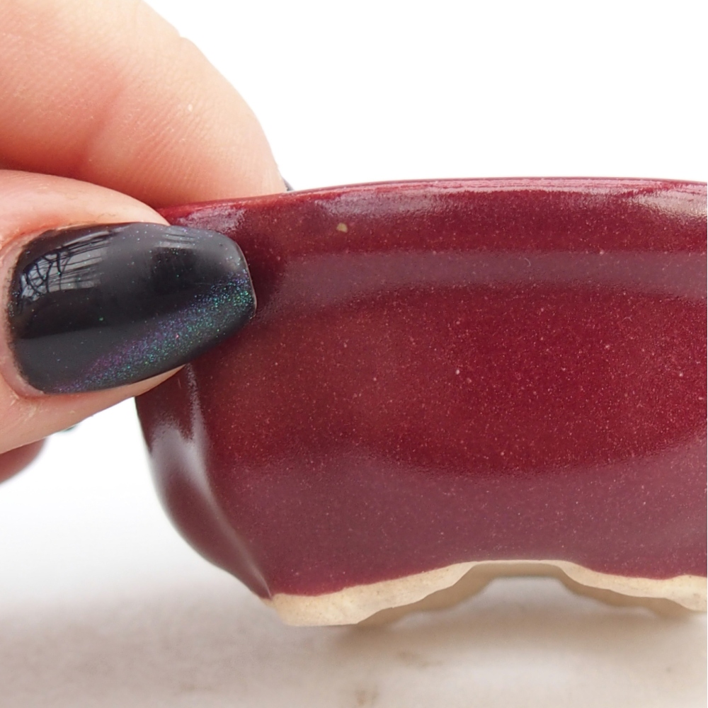 Mini-Bonsaischale 6,5 x 6,5 x 3 cm, bordeauxrot