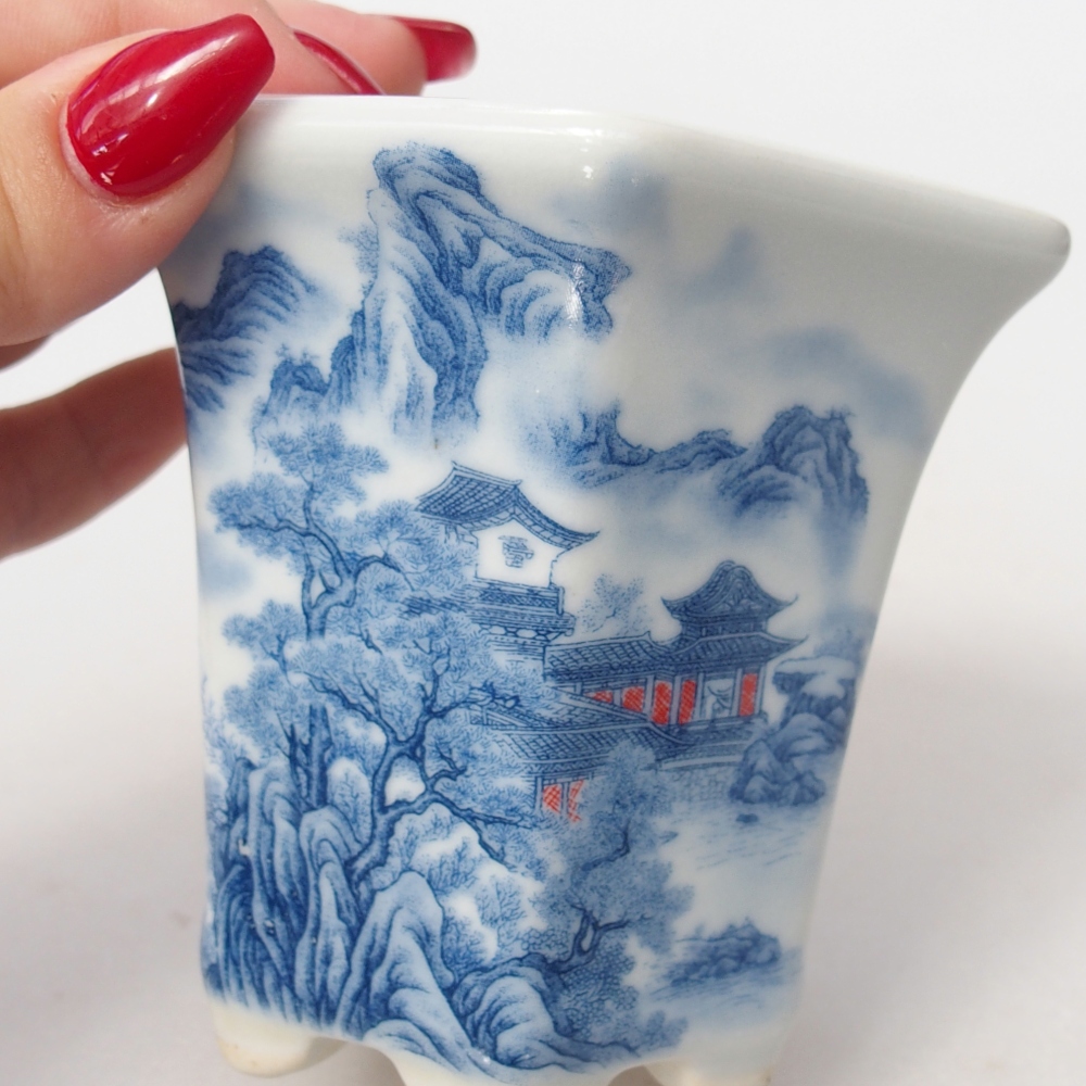 Bonsaischale aus Keramik 10 x 9 x 9 cm, Farbe weiß