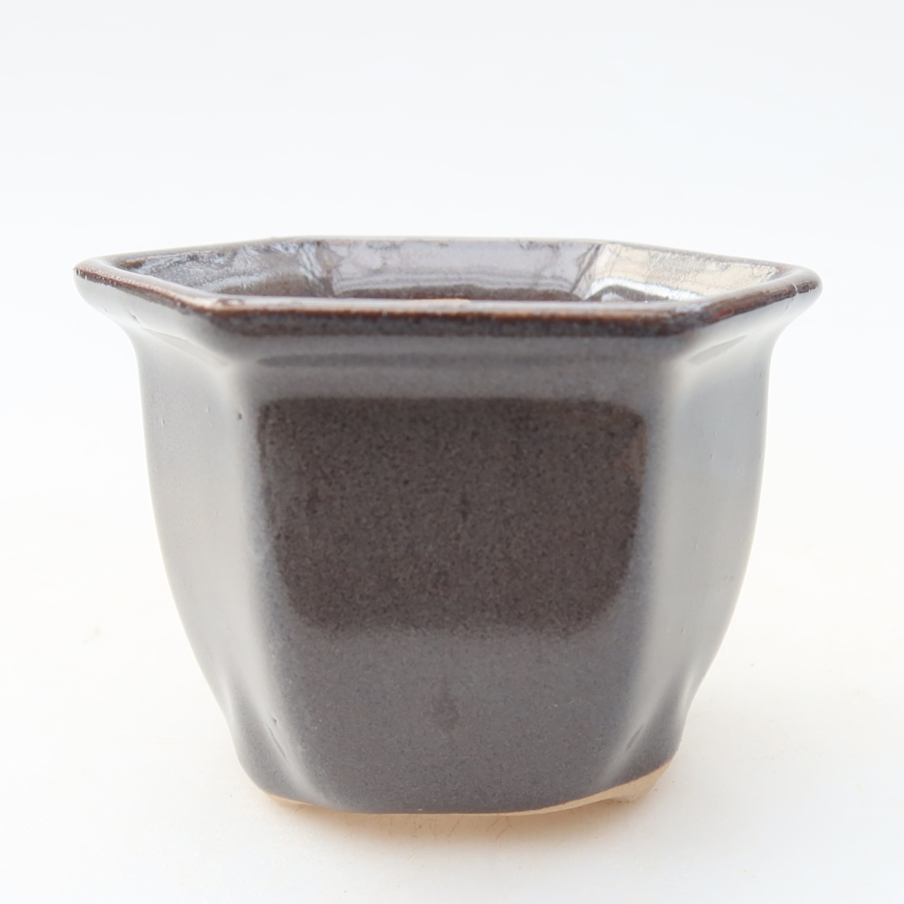 Keramik-Bonsai-Schale, 7 × 6,5 × 5 cm, Farbe: grau