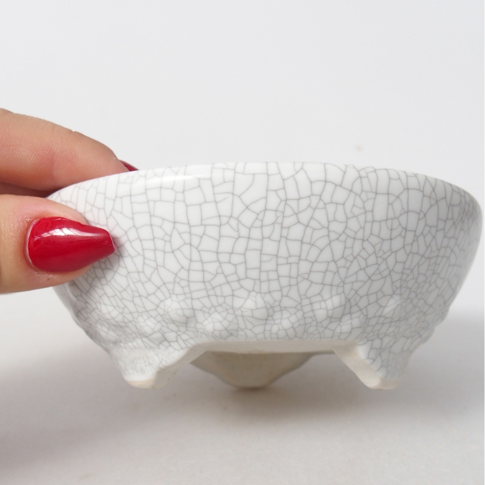 Bonsaischale aus Keramik 11,5 x 11,5 x 4,5 cm, Raku-Farbe