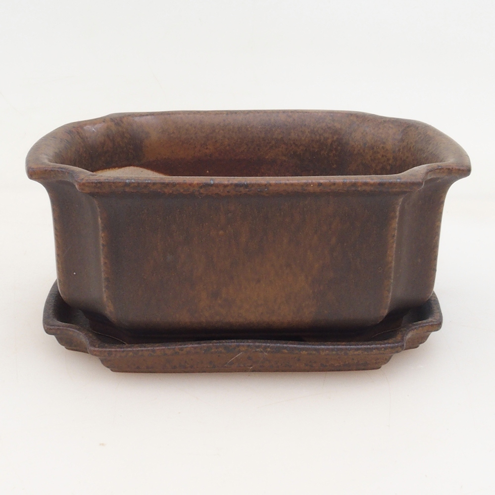 Bonsaischale + Untertasse H01 - braun