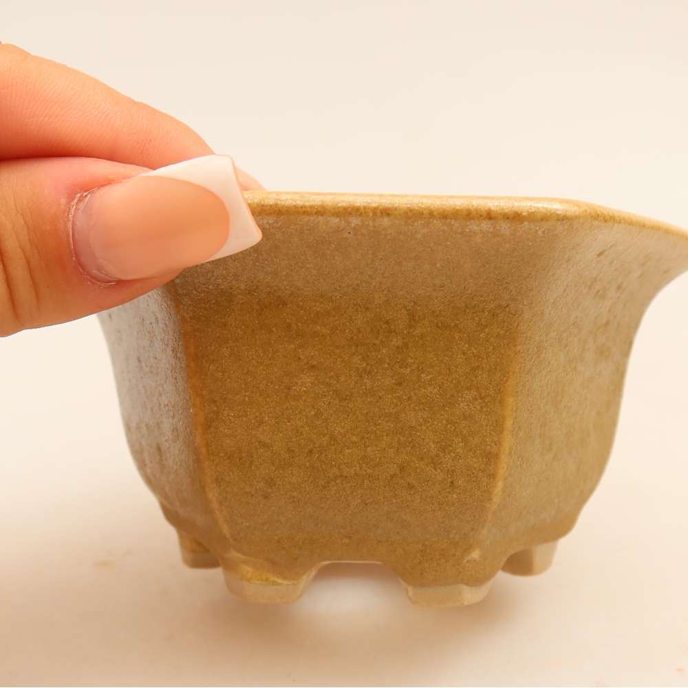 Keramik-Bonsai-Schale, 10,5 × 9,5 × 5,5 cm, Farbe: Beige