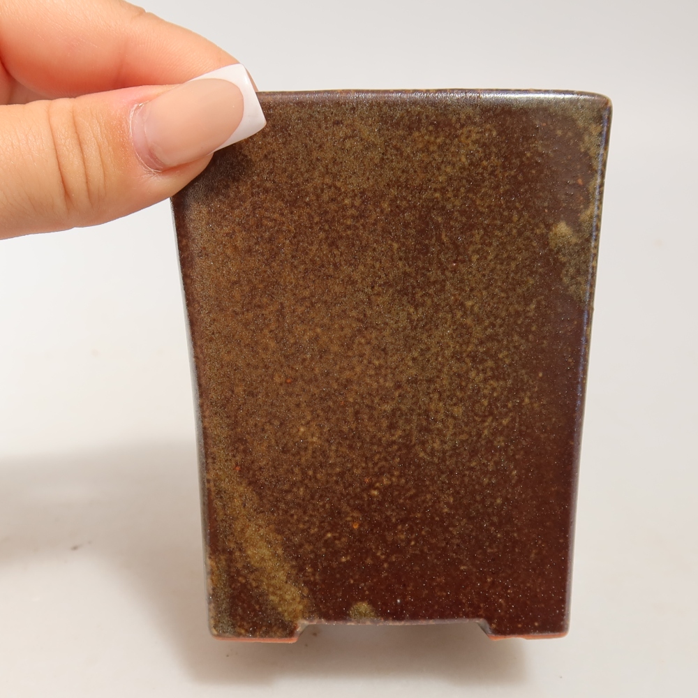 Bonsaischale aus Keramik 7,5 x 7,5 x 9,5 cm, braun