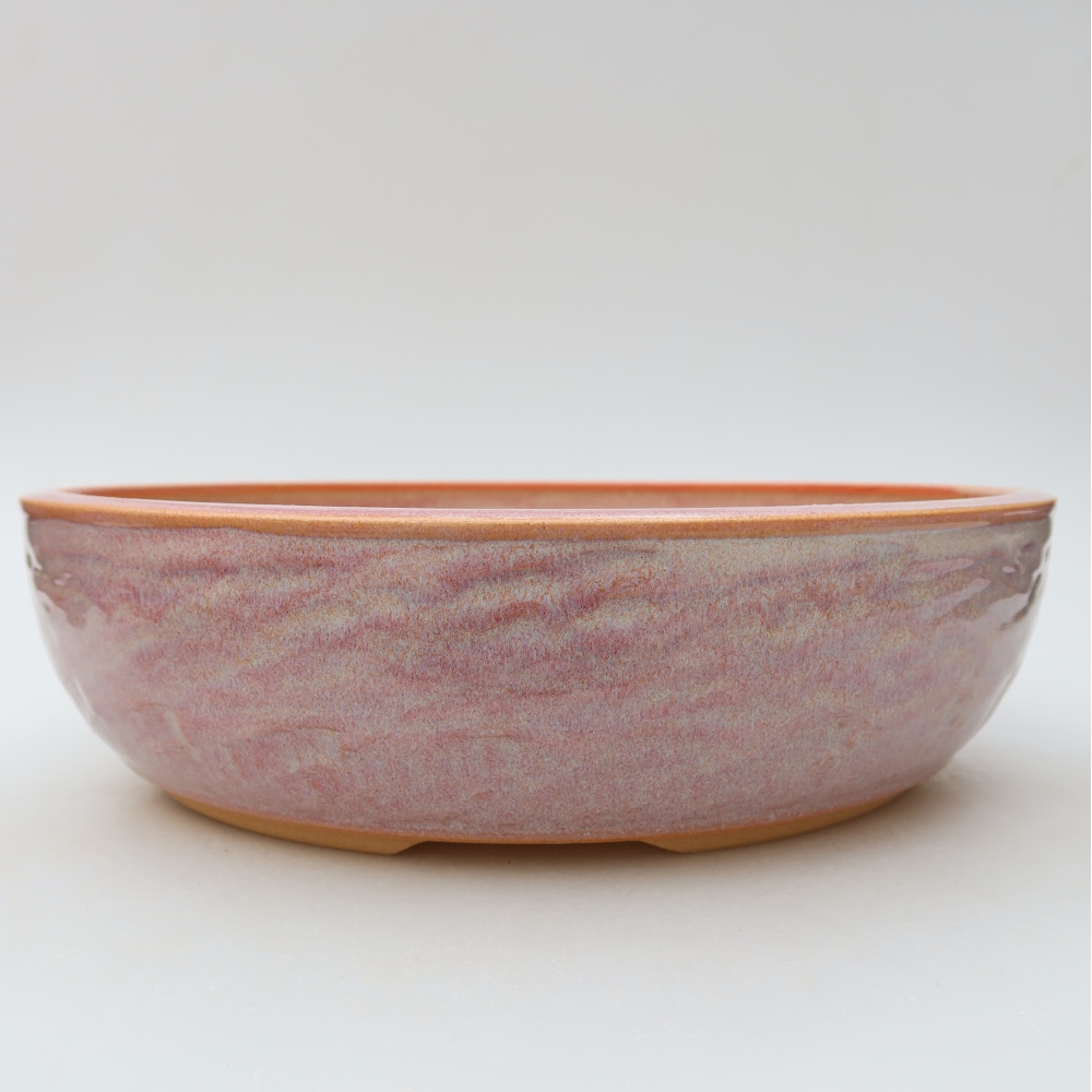 Keramik-Bonsai-Schale, 26,5 x 26,5 x 7,5 cm, Farbe: Rosa