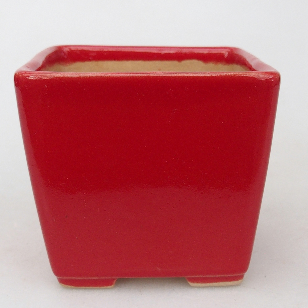 Bonsaischale aus Keramik 7,5 x 7,5 x 7 cm, Farbe rot