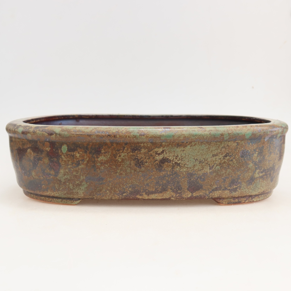 Keramik-Bonsai-Schale 31,5 x 24 x 8 cm, Farbe: braun-grün