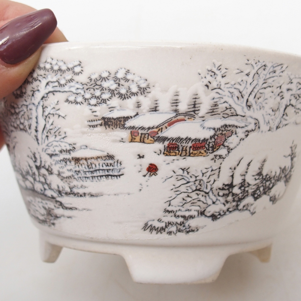 Bonsaischale aus Keramik 12 x 12 x 6,5 cm, Farbe weiß